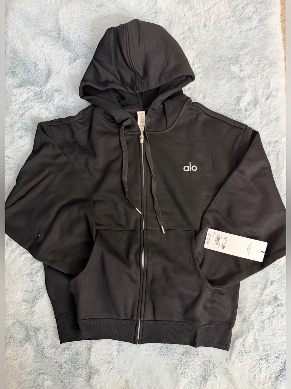 Alo Womens Black Zip-Up Hoodie Sweater